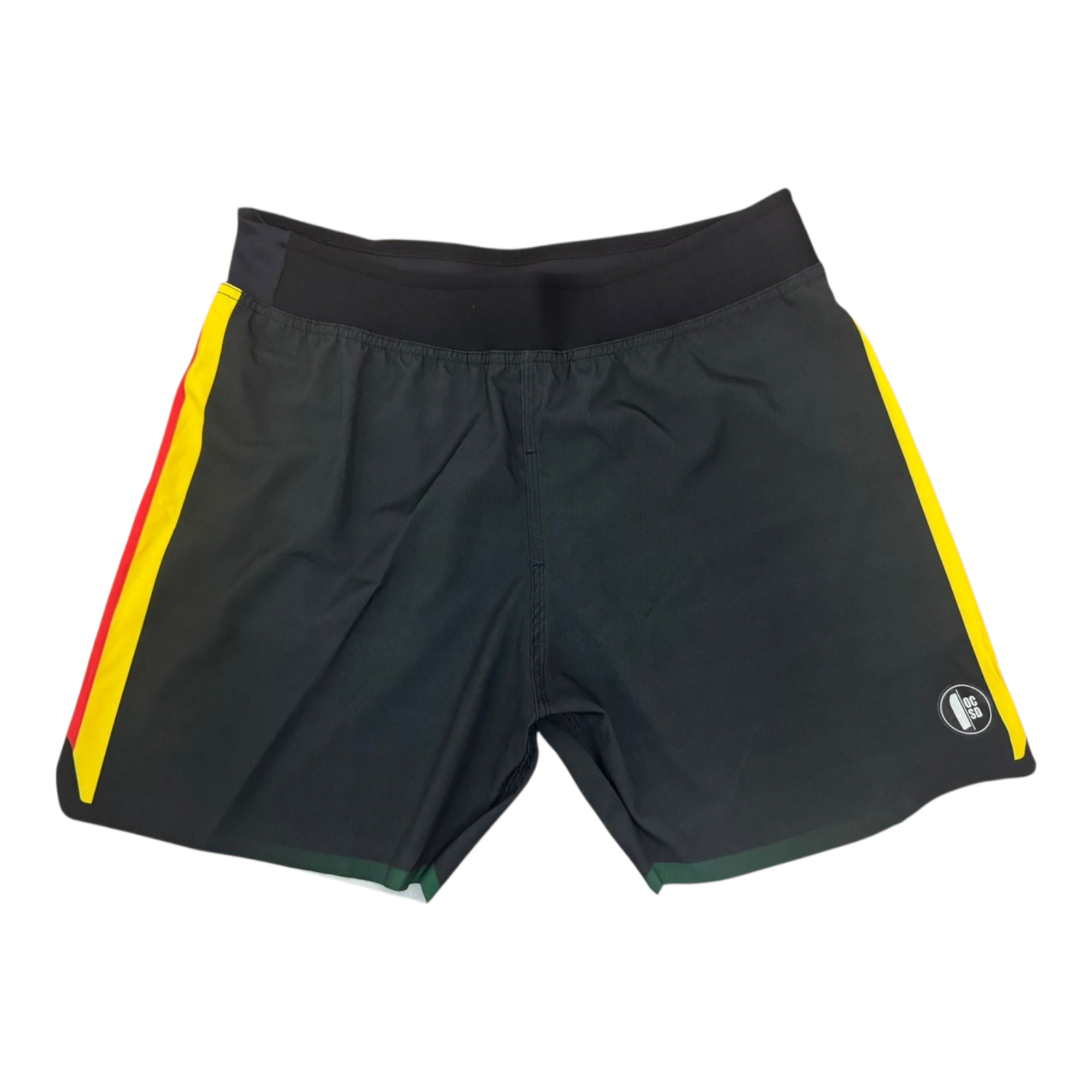 Shorts OCSD com Cós em Neoprene - Estampado Preto/Amarelo/Vermelho/Verde